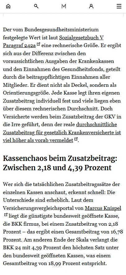 Screenshot: Krankenkassen-Schock: Der reale Zusatzbeitrag ist viel höher als gemeldet, Frankfurter Rundschau